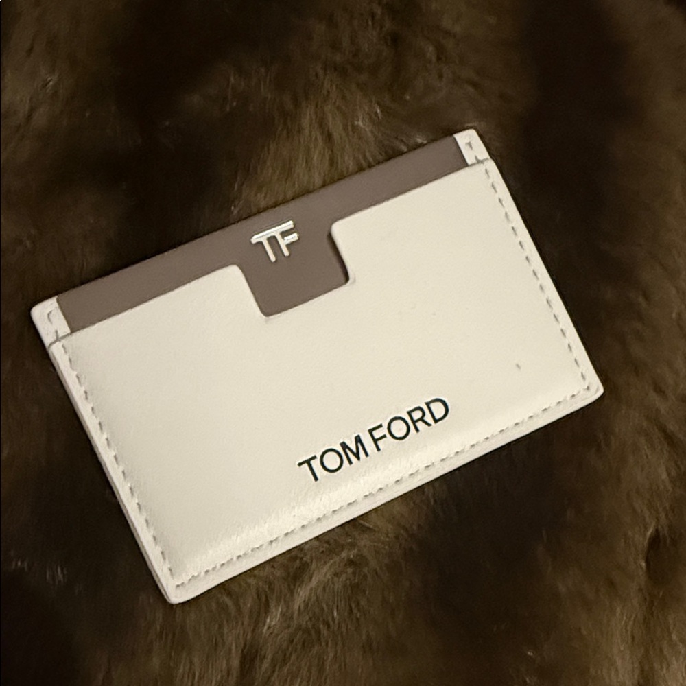 Tom Ford White and Gray Card Holder With Mirror